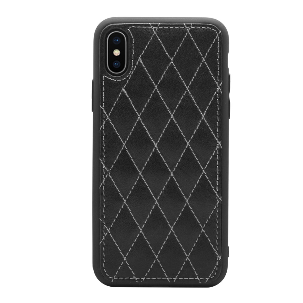 Quilted genuine  leather phone case